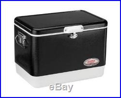 Coleman Steel 54 qt Belted Cooler Iconic Design Black Painted Body Vintage Style