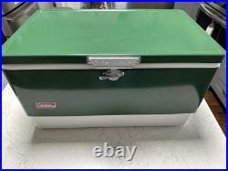 Coleman Steel Belted 40 Qt Cooler Green White Made in USA 1985 Camping