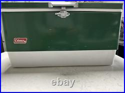 Coleman Steel Belted 40 Qt Cooler Green White Made in USA 1985 Camping