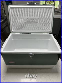 Coleman Steel Belted 40 Qt Cooler Green White Made in USA 1985 Camping
