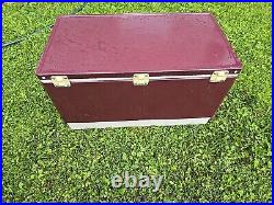 Coleman Steel Belted 80qt Metal Cooler BURGANDY COLOR 28x15- 3/8x16