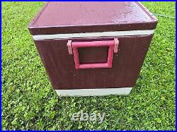 Coleman Steel Belted 80qt Metal Cooler BURGANDY COLOR 28x15- 3/8x16