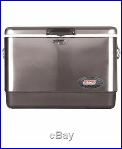 Coleman Steel Belted Cooler 54 Quart Heavy Duty Stainless Steel Portable New