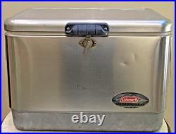 (Coleman Steel Belted Metal Cooler Ice Chest 6150-6155 Silver 54 Quart)