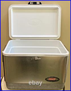 (Coleman Steel Belted Metal Cooler Ice Chest 6150-6155 Silver 54 Quart)