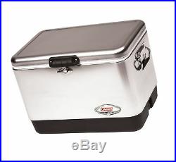 Coleman Steel-Belted Portable Cooler, 54 Quart Stainless Steel