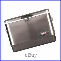Coleman Steel-Belted Portable Cooler, 54 Quart Stainless Steel