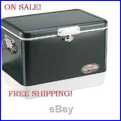 Coleman Steel Cooler 54 Quart Metal Vintage Green Camping Outdoor Gift Ice Chest