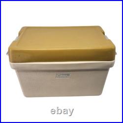 Coleman Vintage 1971 Cooler Ice Chest with Drain Plug Beige with Yellow Lid