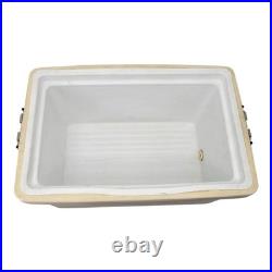 Coleman Vintage 1971 Cooler Ice Chest with Drain Plug Beige with Yellow Lid