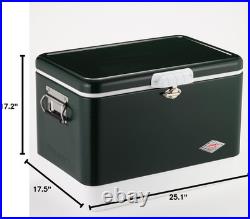Coleman Vintage 54Qt Steel Belted Cooler, Keeps Ice up to 4 Days, 85-Can Capacit