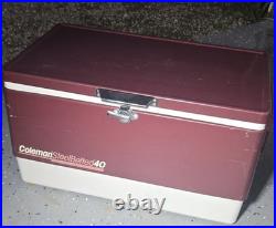 Coleman Vintage Blue 40QT Steel Belted Cooler Good Condition Metal Latch