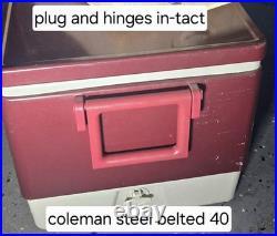 Coleman Vintage Blue 40QT Steel Belted Cooler Good Condition Metal Latch