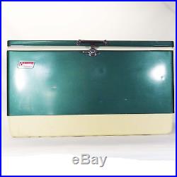 Coleman Vintage Cooler Green Large Metal 2 Ice Trays 28 x 15 1/2 x 16