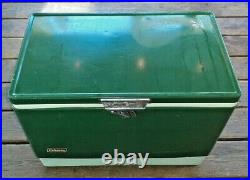 Coleman Vintage Green Metal Cooler Ice Chest Cooler 6/84 Good Shape