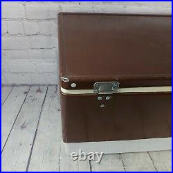 Coleman Vintage Mfg Brown Metal Cooler With Locking Handle Ice Chest