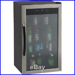 Compact Beverage Refrigerator with Stainless Steel Door, Wine Cooler Mini Fridge