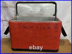 Cooler Kampkold Aluminum Ice Chest Red Black Kamplite Kampkook Vintage WG1