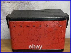 Cooler Kampkold Aluminum Ice Chest Red Black Kamplite Kampkook Vintage WG1