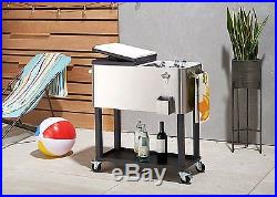 Cooler Stainless Steel Patio Outdoor with Shelf 80 Quart Trinity Bottle Opener