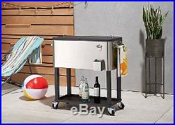Cooler Stainless Steel Patio Outdoor with Shelf 80 Quart Trinity Bottle Opener