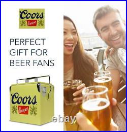 Coors Hard Sided Ice Chest Cooler (13 Liter), Yellow Self-locking Cover Durable