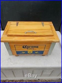 Corona Cooler/Ice Chest Super Cool Wood/Metal Corona Cooler Rare Find
