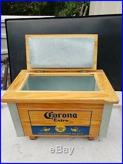 Corona Cooler/Ice Chest Super Cool Wood/Metal Corona Cooler Rare Find