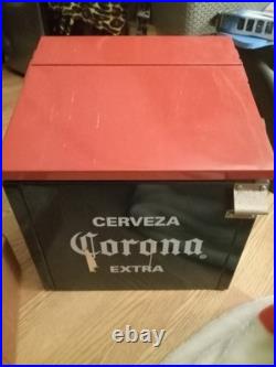 Corona Cooler Vintage Metal Beach Cooler Ice Chest