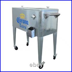 Corona Extra 80 Qt. Galvanized Rolling Chest Cooler Silver