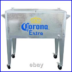 Corona Extra 80 Qt. Galvanized Rolling Chest Cooler Silver Corona Extra 80 Qt. Galvanized Rolling Chest Cooler Silver
