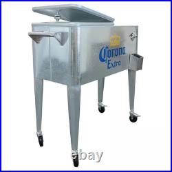 Corona Extra 80 Qt. Galvanized Rolling Chest Cooler Silver