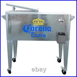 Corona Extra 80 Qt. Galvanized Rolling Chest Cooler Silver