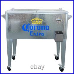 Corona Extra 80 Qt. Galvanized Rolling Chest Cooler Silver