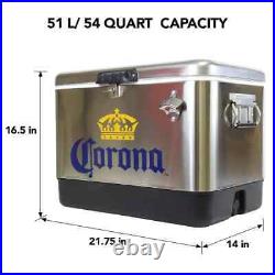 Corona Ice Chest Beverage Cooler With Bottle Opener 51l 54 Qt 85 Can Stainless