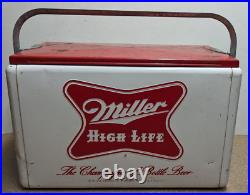 Cronstrom's Miller High Life Beer Metal Picnic Cooler Ice Chest 21 GREAT SHAPE