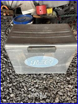 Cronstroms Pepsi Cola Metal Cooler Ice Box Chest Light Blue Logo