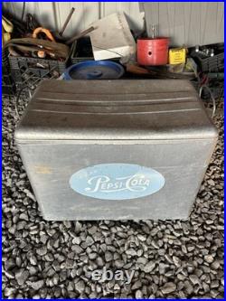 Cronstroms Pepsi Cola Metal Cooler Ice Box Chest Light Blue Logo