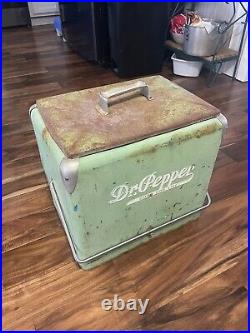DR. PEPPER VINTAGE 1950's ALL METAL PICNIC COOLER CLASSIC / WITHOUT TRAYS