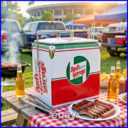 Dad's Garage 14Qt Metal Cooler Box Auto Enthusiast Equipment Camping Tailgating