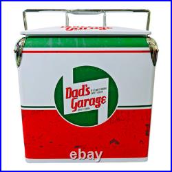 Dad's Garage 14Qt Metal Cooler Box Auto Enthusiast Equipment Camping Tailgating
