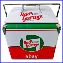 Dad's Garage 14Qt Metal Cooler Box Auto Enthusiast Equipment Camping Tailgating