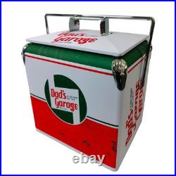 Dad's Garage 14Qt Metal Cooler Box Auto Enthusiast Equipment Camping Tailgating