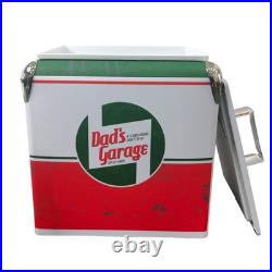 Dad's Garage 14Qt Metal Cooler Box Auto Enthusiast Equipment Camping Tailgating