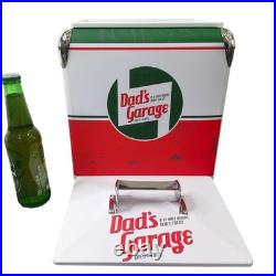 Dad's Garage 14Qt Metal Cooler Box Auto Enthusiast Equipment Camping Tailgating