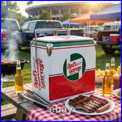 Dad's Garage 14Qt Metal Ice Chest Tailgating BBQ Party Portable Outdoor Cooler