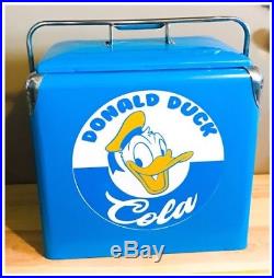 Donald Duck Cola Vintage Metal Cooler Minty with Tray GAS OIL SODA Picnic Style