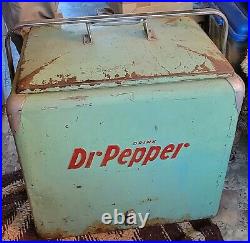 Dr Pepper Vintage 1950's All Metal Picnic Cooler Classic / Great Patina