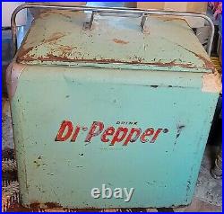 Dr Pepper Vintage 1950's All Metal Picnic Cooler Classic / Great Patina