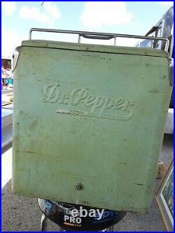 Dr Pepper Vintage 1950's All Metal Picnic Cooler Classic With Tray Good shape